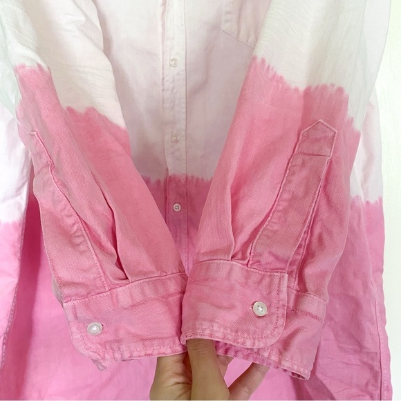 Frank & Eileen Dress Mary Shirt Button-Down Mini Ombre Pink Dip Dye XL EUC - Picture 4 of 7